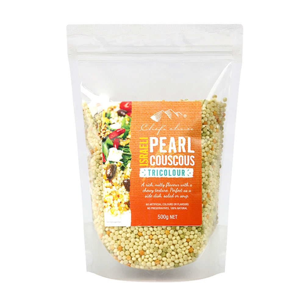 Chef's Choice Tricolour Israeli Pearl Couscous 500g Low Sodium Foods