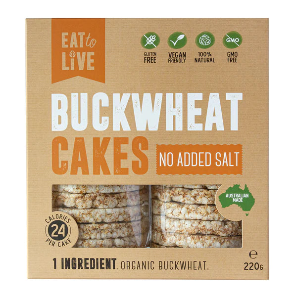 Eat To Live - Buckwheat Cakes, Gluten Free - No Added Salt - 220g - Low Sodium Foods