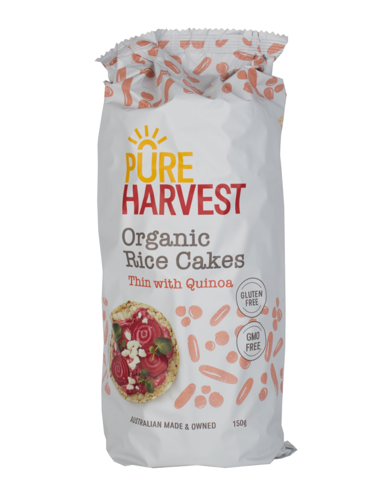 Pure Harvest Organic Thin Rice Cakes with Quinoa, Gluten Free - No Added Salt - 150g