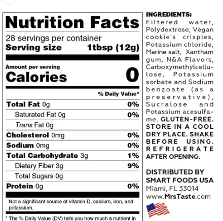 Mrs Taste Low Carb Cookies & Cream Syrup - 350g