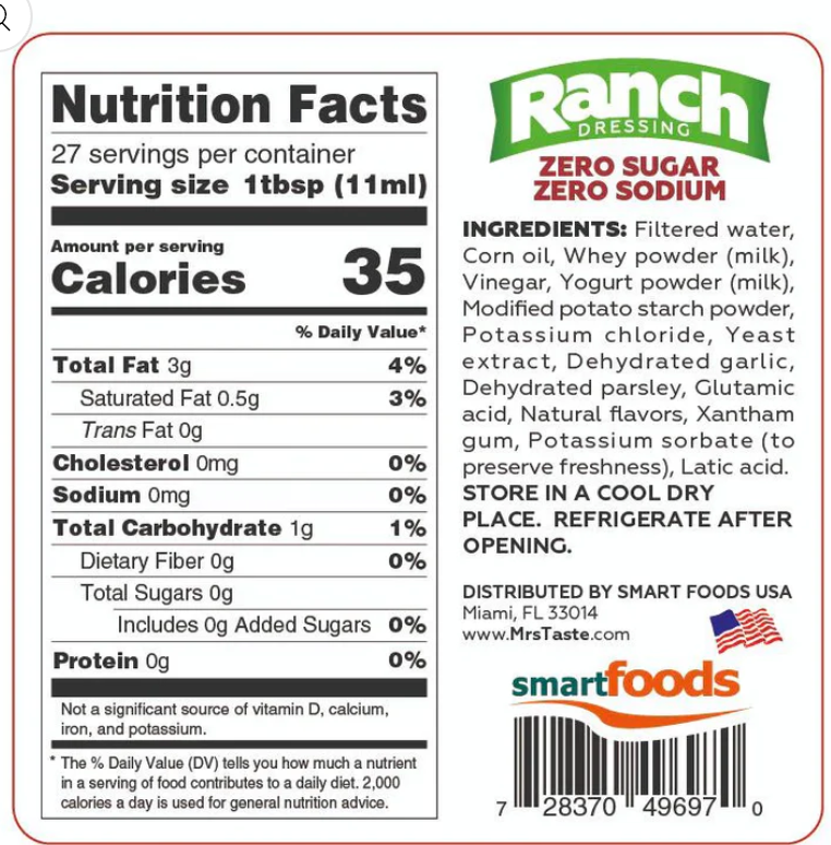 Mrs Taste Low Carb Ranch Dressing - 350g