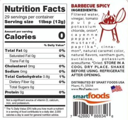 Mrs Taste Low Carb American BBQ Sauce - 350g - Low Sodium Foods