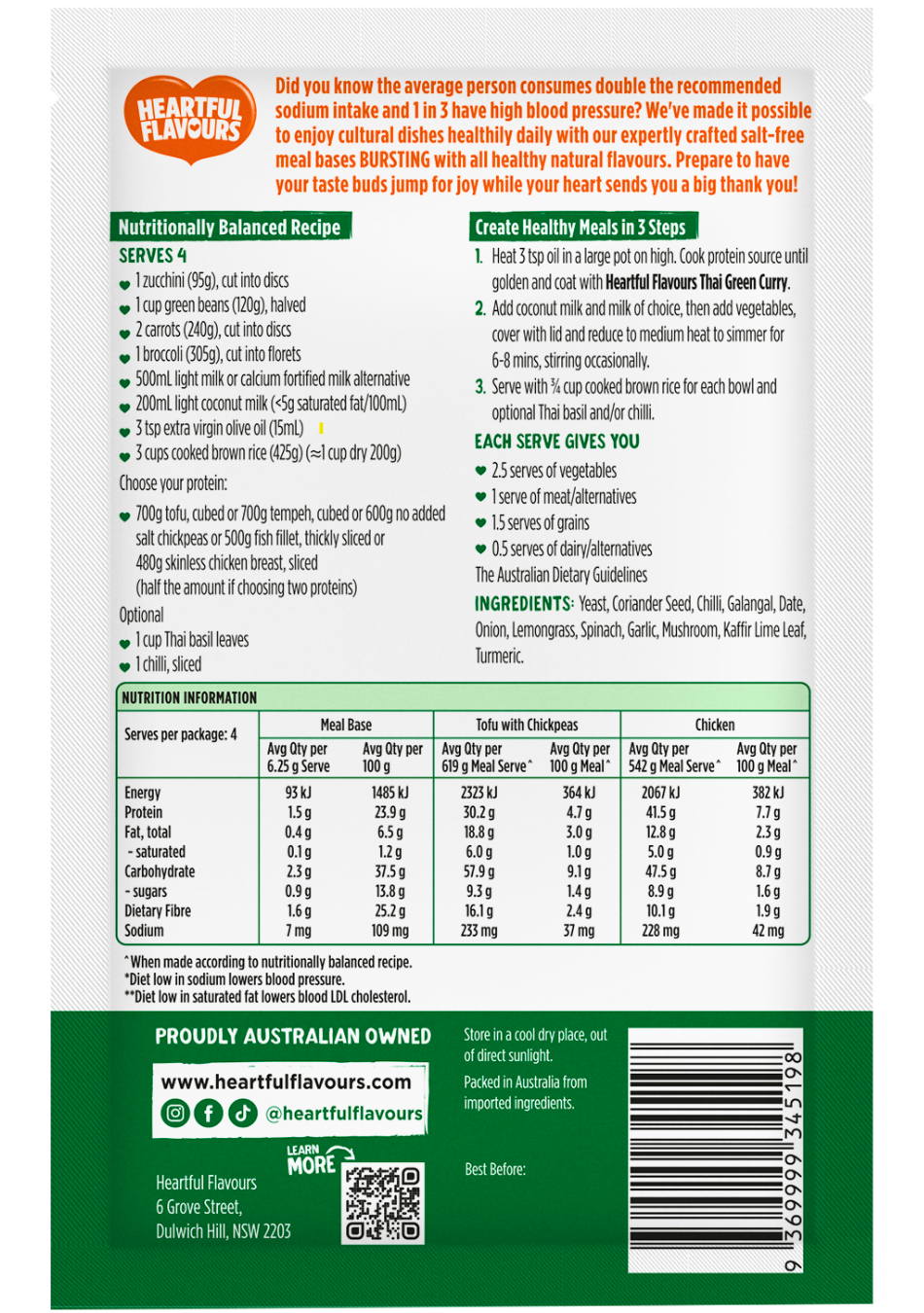 Heartful Flavours Thai Green Curry Meal Base 25g