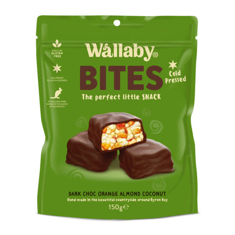 Wallaby Bites Dark Chocolate Orange Almond & Coconut - Gluten Free 150g