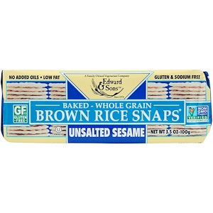 Organic, Sesame - Baked Whole Grain Brown Rice Snaps Biscuits, Unsalted