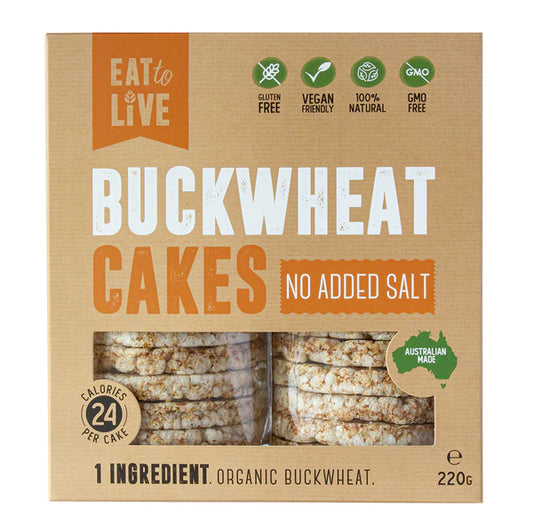 Eat To Live - Buckwheat Cakes, Gluten Free  - No Added Salt - 220g