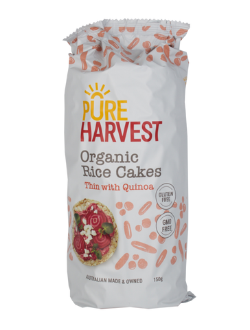 Pure Harvest Organic Thin Rice Cakes with Quinoa, Gluten Free  - No Added Salt - 150g