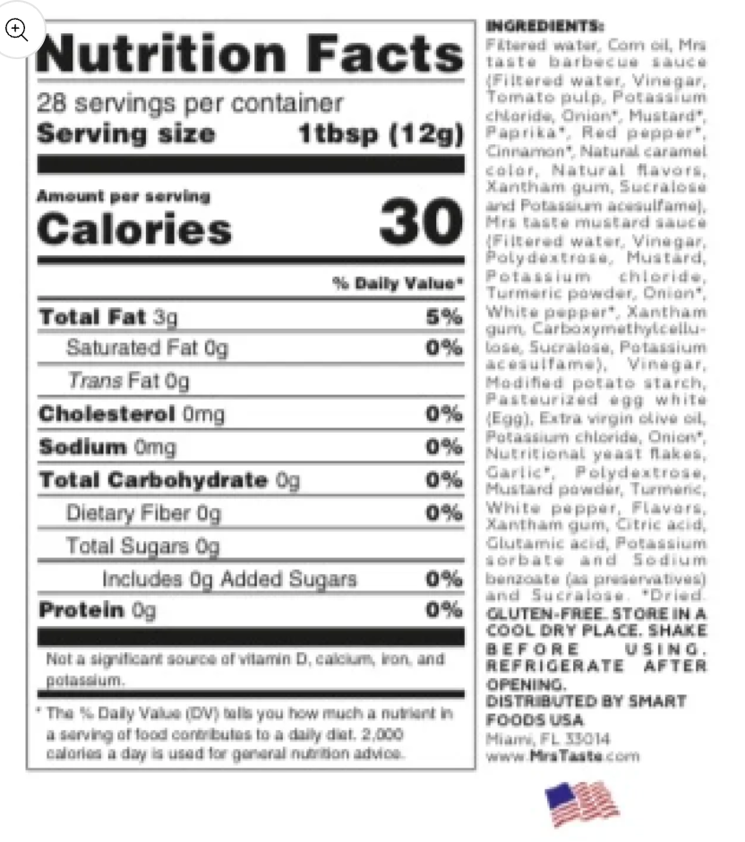 Mrs Taste Low Carb Mrs-Fil-A Dipping Sauce - 340g