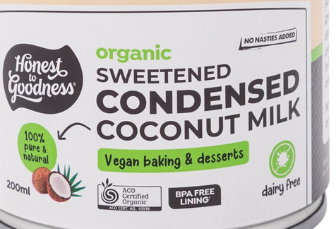 Honest To Goodness Organic Sweetened Condensed Coconut Milk 210g - Low Sodium Foods