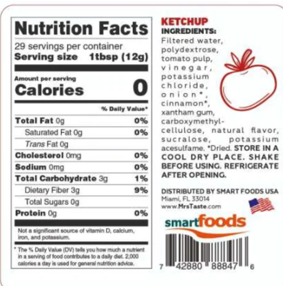 Mrs Taste Low Carb Tomato Sauce/Ketchup - 350g