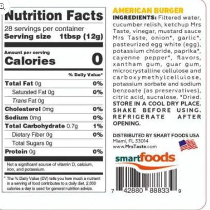Mrs Taste Low Carb American Burger Sauce - 340g - Low Sodium Foods