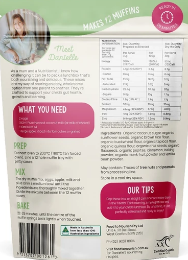Food to Nourish Apple Cinnamon Muffin Mix 360g