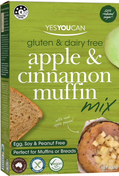 Yes You Can Apple & Cinnamon Muffin Mix 400g - Dairy& Gluten Free