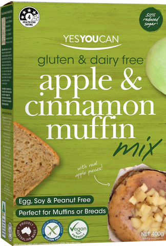 Yes You Can Apple & Cinnamon Muffin Mix 400g - Dairy& Gluten Free
