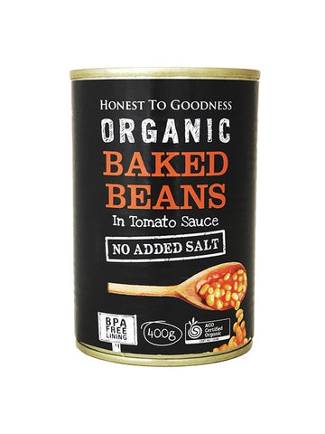Honest To Goodness Organic Baked Beans in Tomato Sauce - No Added Salt - 400gm - Low Sodium Foods