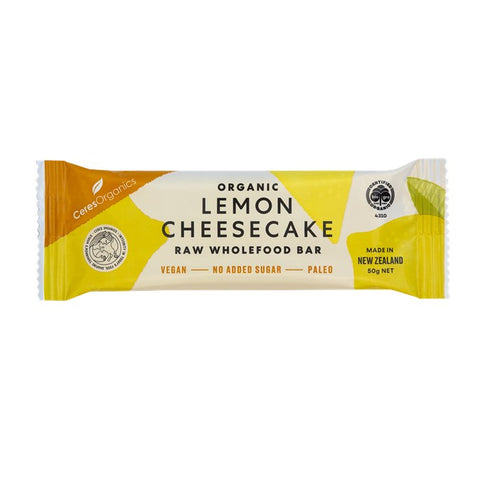 Ceres Organic Lemon Cheesecake, Raw Wholefood Bar, no added sugar - 50g