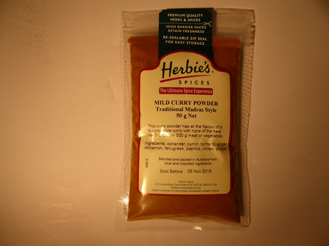 Herbies Mild Madras Curry - 50g - Low Sodium Foods