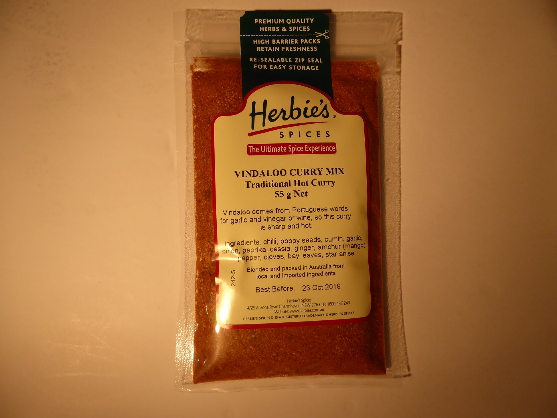 Herbies Vindaloo Curry - 55g - Low Sodium Foods