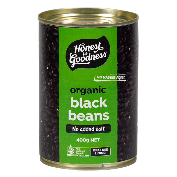 Honest To Goodness Organic Black Beans 400gm - Low Sodium Foods