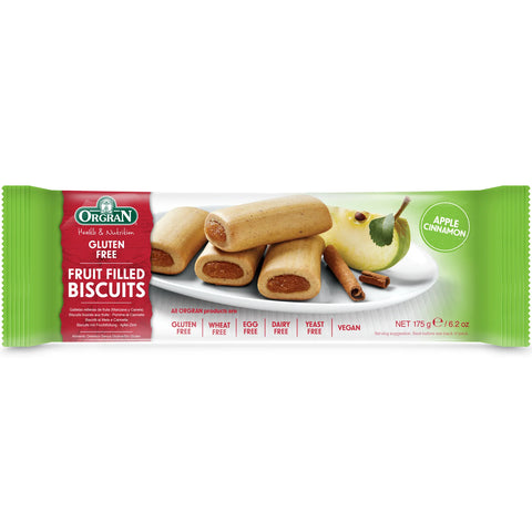 Orgran Apple & Cinnamon Fruit Filled Biscuits 175gm,  Gluten & Dairy Free